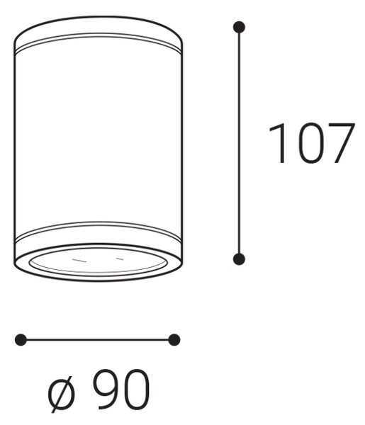 LED2 5234654 TUBO II vonkajšie stropné svietidlo LED D90mm 10W/250lm 3000-4000-5700K IP65 antracit