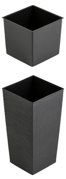 PLASTOVÝ KVETINÁČ PORTO RIFLO 46X25X25 CM ČIERNA