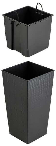 PLASTOVÝ KVETINÁČ PORTO RIFLO 57X29,5X29,5 CM ČIERNA