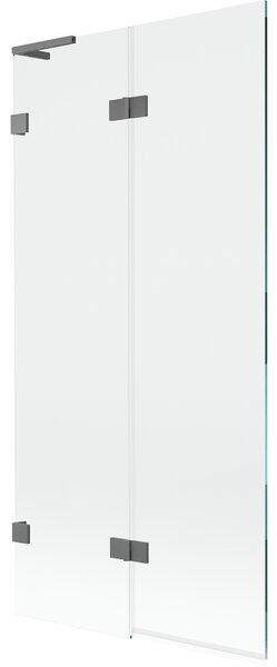 Mexen Lunar L, 2-krídlová vaňová zástena ľavá 90 x 150 cm, číre sklo, grafitová, 897L-090-100-95-00-L