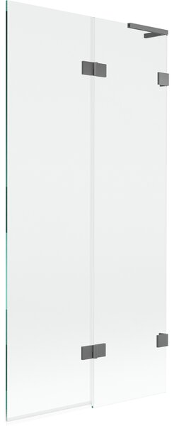 Mexen Lunar L, 2-krídlová vaňová zástena pravá 90 x 150 cm, číre sklo, grafitová, 897L-090-100-95-00-P