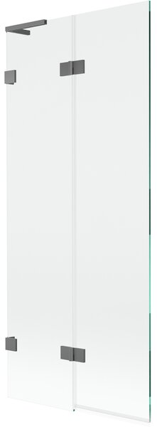 Mexen Lunar L, 2-krídlová vaňová zástena ľavá 80 x 150 cm, číre sklo, grafitová, 897L-080-100-95-00-L
