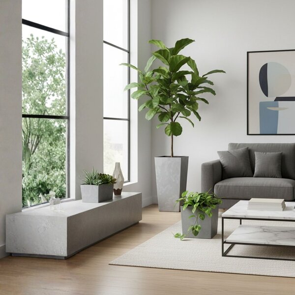 PLASTOVÝ KVETINÁČ PORTO 75X39,5X39,5 CM IMITÁCIA BETÓNU SIVÁ