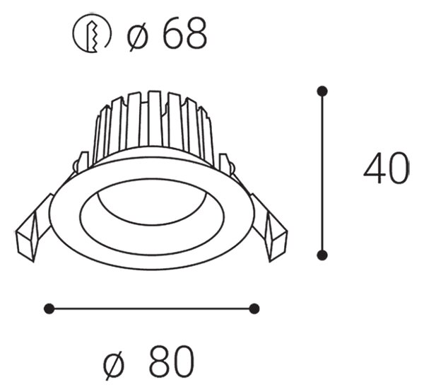 LED2 2231531DT MAX 1 zápustné bodové svietidlo LED D80mm 8W/735lm 3000K IP65 TRIAC biela