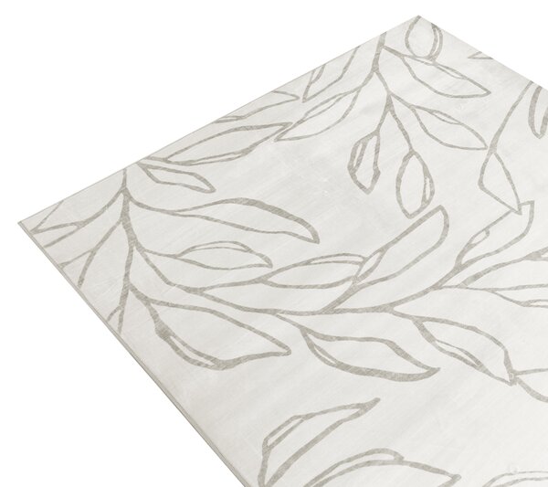 Koberec svetlobéžová látka 140 x 200 cm vzor listov protišmyková spodná strana pre podlahové kúrenie moderný štýl obývačka spálňa