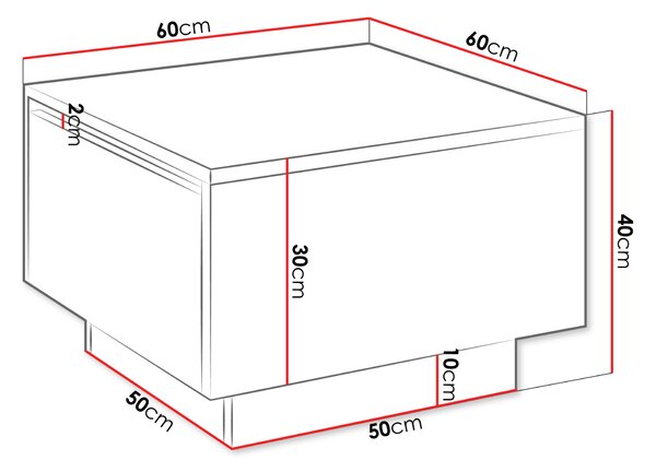Konferenčný stolík štvorec 60x60 cm NORAN - lesklý biely