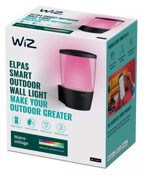 Philips Wiz ELPAS 8720169071254 exteriérové nástenné svietidlo LED 8,5W/650lm 2700-5000K+RGB IP44 čierna