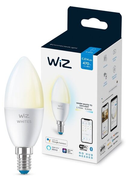 LED Stmievateľná žiarovka C37 E14/4,9W/230V 2700-6500K CRI 90 Wi-Fi - WiZ
