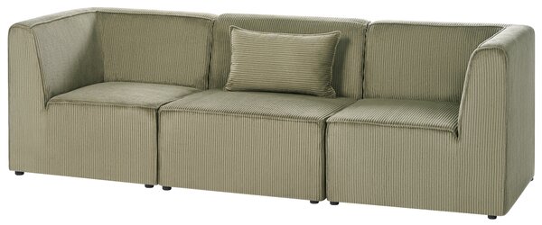 Modulárna 3-miestna pohovka zelená menčestrová moderný dizajn minimalistický štýl