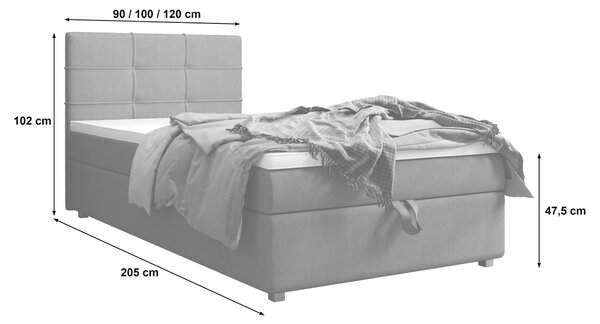 Jednolôžková posteľ 120x200 STIG 7 s úložným priestorom - tmavo šedá