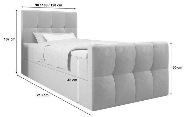 Jednolôžková boxspringová posteľ 100x200 ELIONE 1 - béžová