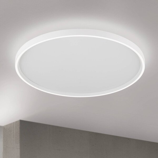 Stropné LED svetlo MASCA, biele, Ø 60 cm, kov, stmievateľné, Biela / opálová, Obývacia izba / jedáleň, Hliník, Moderný, Závesné svietidlo