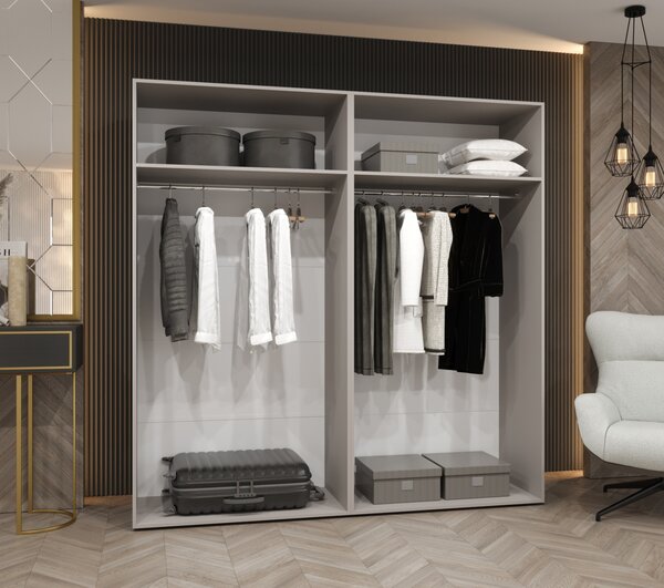 Elegantná šatníková skriňa CAITIR 1 200 cm - čierna / čierne úchyty