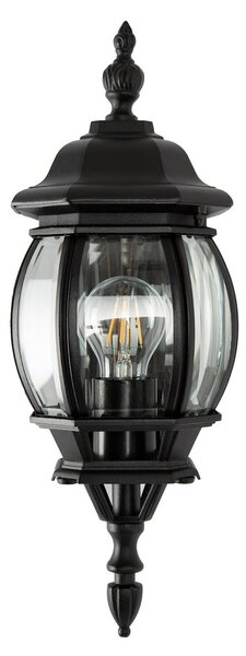 K.S. Verlichting Vonkajšia nástenná lampa Andrew z krištáľového skla stojaca v čiernej farbe, Čierna, Hliník, Vidiecky / Rustikálny, Nástenné svietidlo