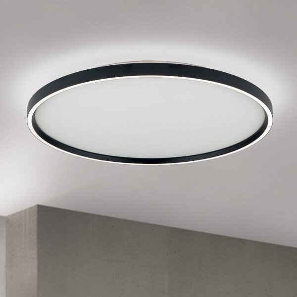 Stropné LED svetlo MASCA, čierne, Ø 60 cm, kov, stmievateľné, Čierna, Obývacia izba / jedáleň, Hliník, Moderný, Závesné svietidlo