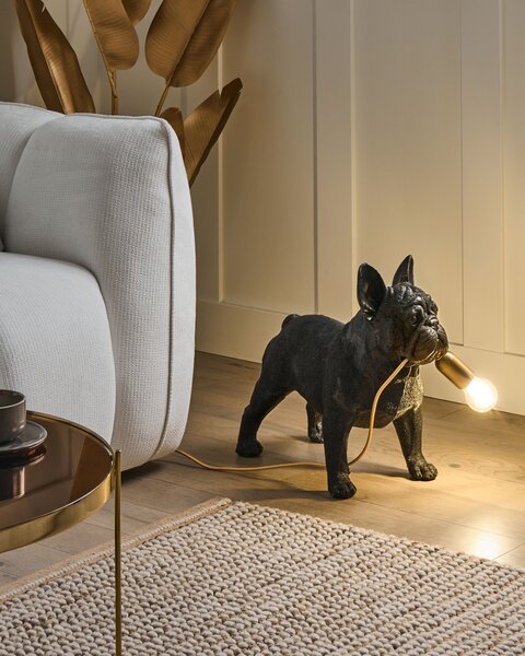 Stolná lampa čierna umelá živica zvierací motív nočná lampa v tvare psa moderný glamour štýl obývacia izba spálňa