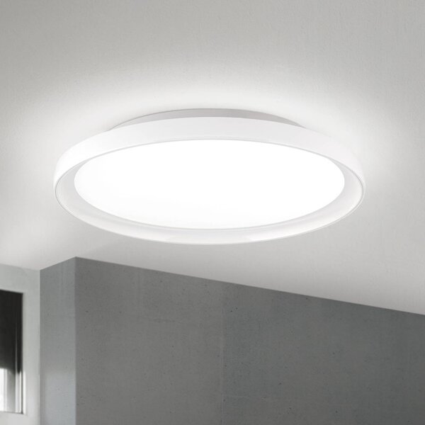 ORION stropné LED svetlo GAMMA, Ø 40 cm, biele, diaľkové ovládanie, stmievateľné, Biela / opálová, Obývacia izba / jedáleň, Hliník, Moderný, Závesné svietidlo