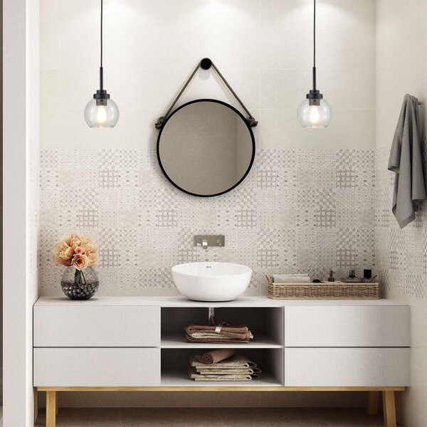RABALUX 75006 Tirina závesné svietidlo 1xE27 D150mm IP44 matná čierna, priehľadná