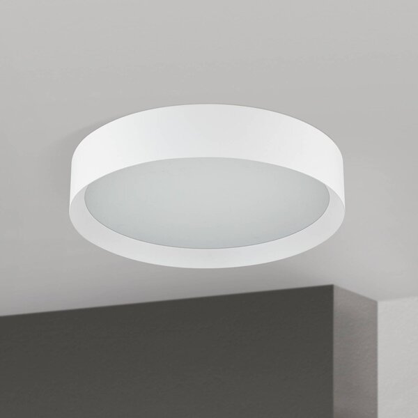 Stropné LED svetlo VARIO, Ø 40 cm, biele, kov, stmievateľné, Biela / opálová, Obývacia izba / jedáleň, kov, Moderný, Závesné svietidlo