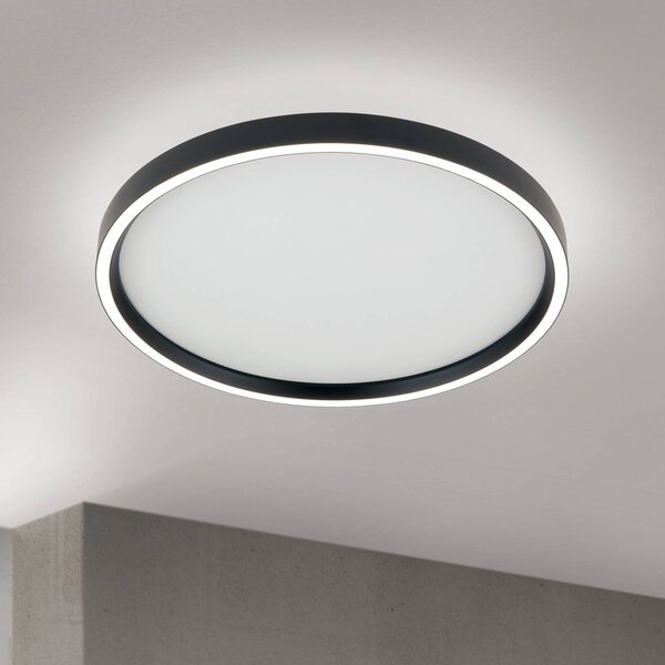 ORION stropné LED svetlo MASCA, čierne, Ø 40 cm, kov, stmievateľné, Čierna, Obývacia izba / jedáleň, Hliník, Moderný, Závesné svietidlo