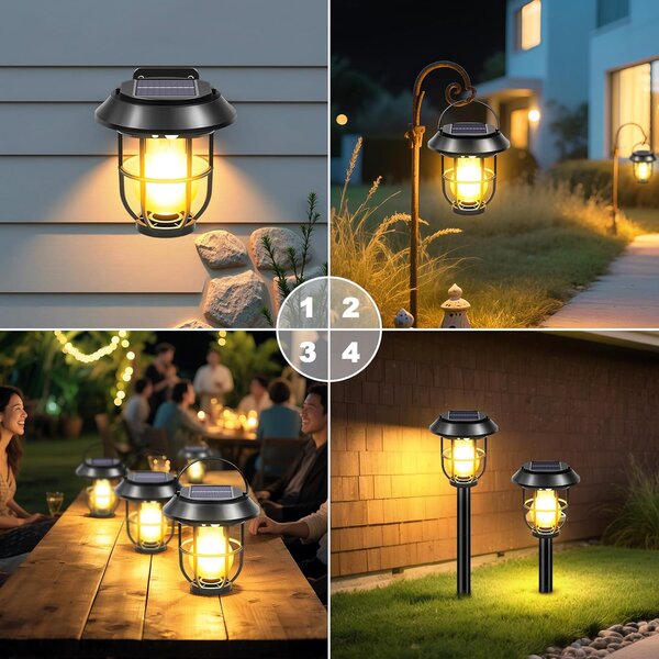 Bezdoteku LEDsolar 3v1 vonkajší lampáš so senzorom 4 ks, bezdrôtové, iPRO, 1W, teplá farba