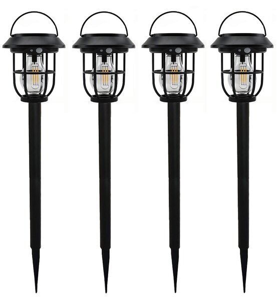 Bezdoteku LEDsolar 3v1 vonkajší lampáš so senzorom 4 ks, bezdrôtové, iPRO, 1W, teplá farba