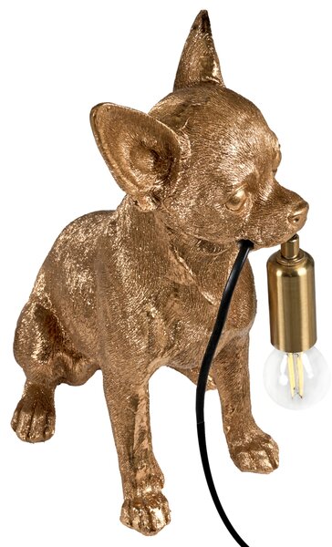 Stolná lampa zlatá polyresín zvierací motív tvar psa moderný glamour štýl nočná lampa obývacia izba spálňa