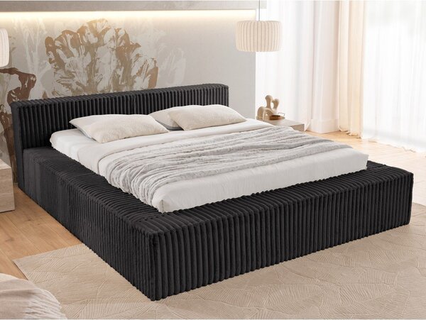 Čierna čalúnená dvojlôžková posteľ s úložným priestorom s roštom 180x200 cm Cloe – Ropez
