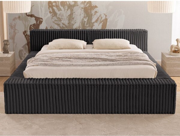 Čierna čalúnená dvojlôžková posteľ s úložným priestorom s roštom 180x200 cm Cloe – Ropez