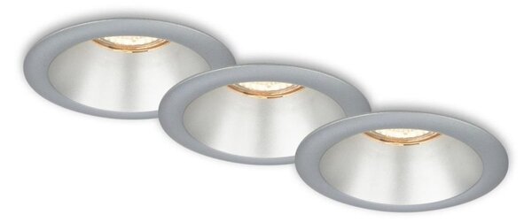 Briloner 7042-034-SADA 3x Kúpeľňové podhľadové svietidlo 1xGU10/9W/230V strieborná