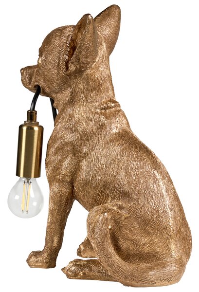 Stolná lampa zlatá polyresín zvierací motív tvar psa moderný glamour štýl nočná lampa obývacia izba spálňa