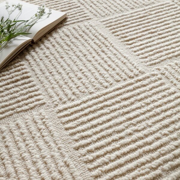 Slonovinový ručne tkaný vlnený koberec 120x170 cm Zennith Grid – Asiatic Carpets