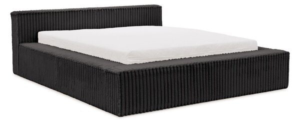 Čierna čalúnená dvojlôžková posteľ s úložným priestorom s roštom 180x200 cm Cloe – Ropez