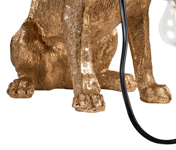 Stolná lampa zlatá polyresín zvierací motív tvar psa moderný glamour štýl nočná lampa obývacia izba spálňa