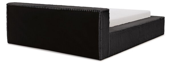Čierna čalúnená dvojlôžková posteľ s úložným priestorom s roštom 180x200 cm Cloe – Ropez