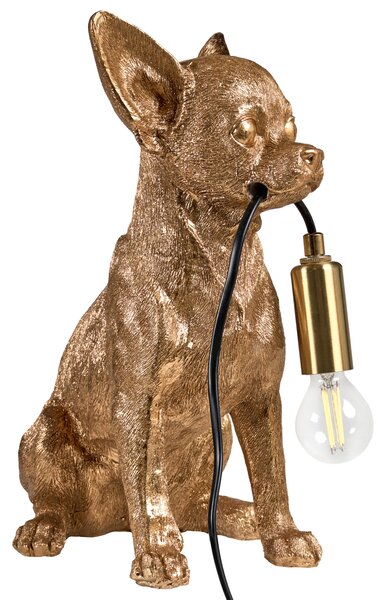Stolná lampa zlatá polyresín zvierací motív tvar psa moderný glamour štýl nočná lampa obývacia izba spálňa