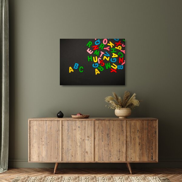 Sklenený obraz - farebné písmenká (70x50 cm)