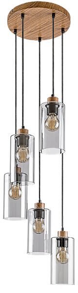 RABALUX 72125 Tanno závesné svietidlo 5xE27 D250mm imitácia dreva, dymová