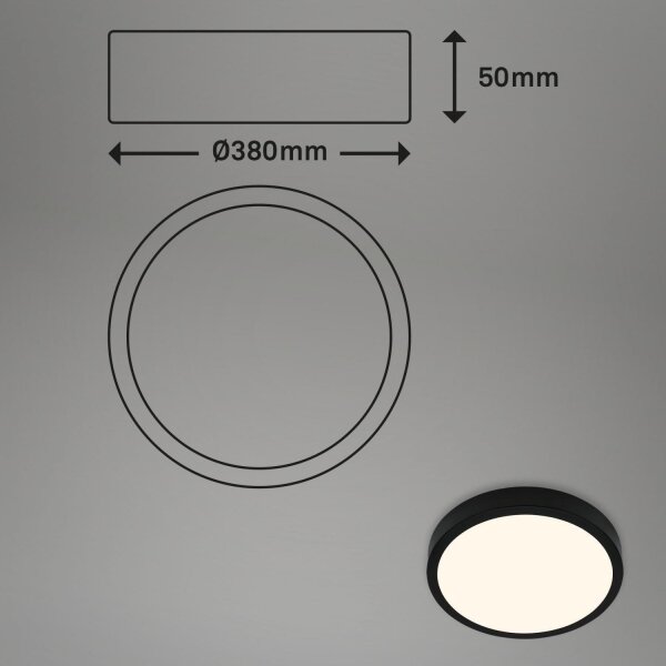 Briloner 3703-015 - LED Stropné svietidlo RUNA LED/24W/230V 3000K pr. 38 cm čierna