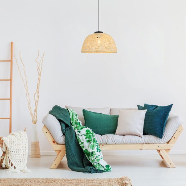 RABALUX 72025 Rattan závesné svietidlo 1xE27 D405mm čierna, prírodná