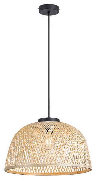 RABALUX 72025 Rattan závesné svietidlo 1xE27 D405mm čierna, prírodná
