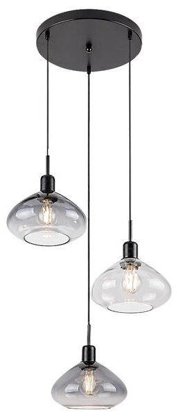 RABALUX 72023 Dvora závesné svietidlo 3xE27 D300mm matná čierna, dymová, priehľadná