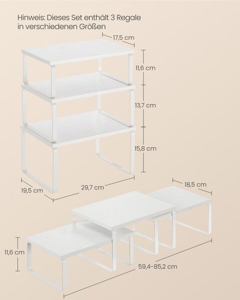 Set 3 kuchynských políc KCS220W01