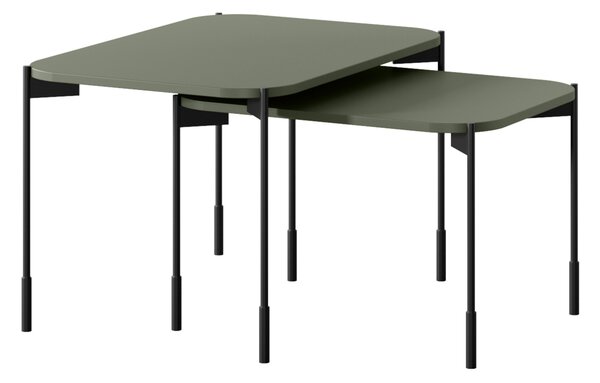 Hnedý konferenčný stolík Sonatia 60 cm s kovovými nohami - olivový