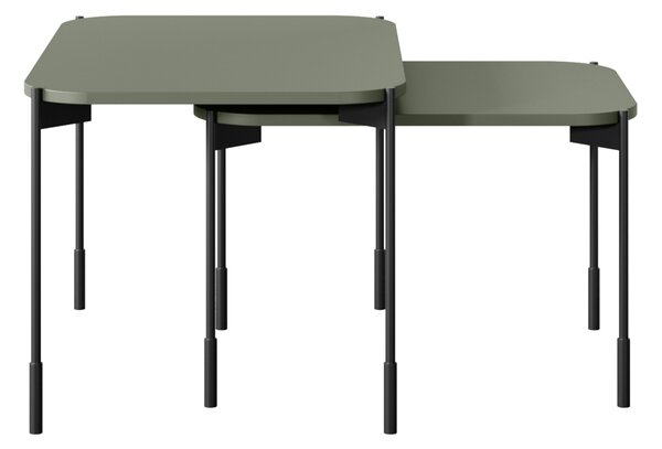 Hnedý konferenčný stolík Sonatia 60 cm s kovovými nohami - olivový