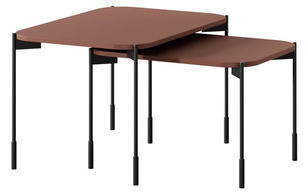 Kávový stolík Sonatia 60 cm obdĺžnikový na kovových nohách - burgund