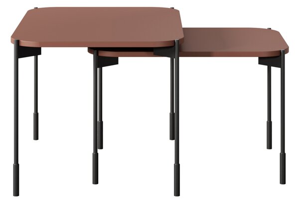Kávový stolík Sonatia 60 cm obdĺžnikový na kovových nohách - burgund