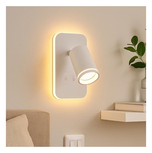 LED nástenné bodové svietidlo PIPE 1xGU10/10W/230V + LED/6W biela