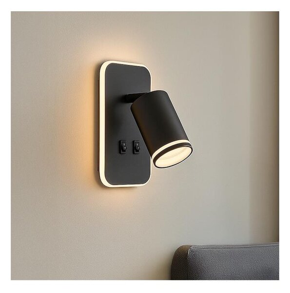 LED Nástenné bodové svietidlo PIPE 1xGU10/10W/230V + LED/6W čierne