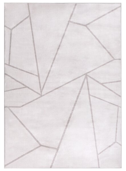 Koberec svetlobéžová látka 140 x 200 cm geometrický vzor protišmyková spodná strana pre podlahové kúrenie moderný štýl obývačka spálňa